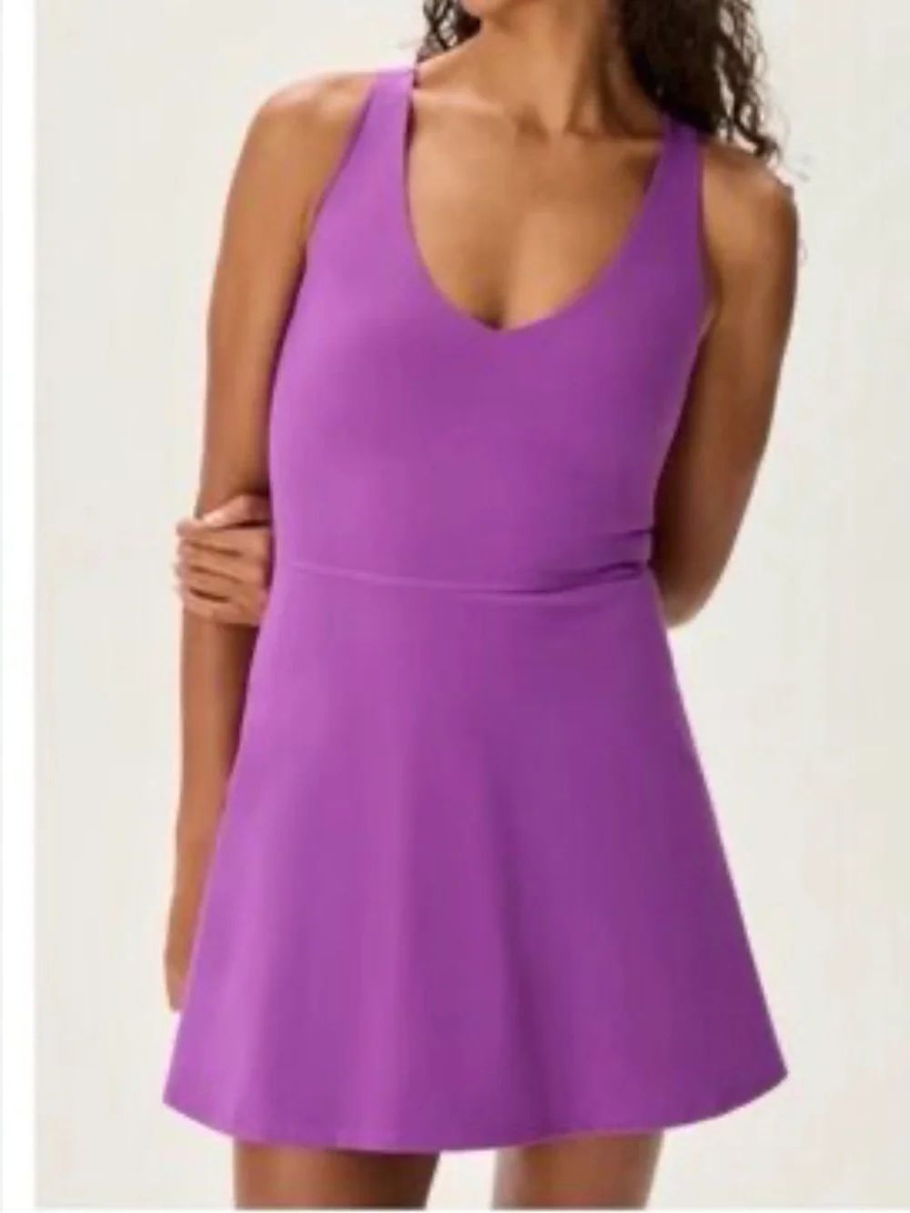 Outdoor Voices Violet V-Neck A-Line Mini Dress size small shorts attached
